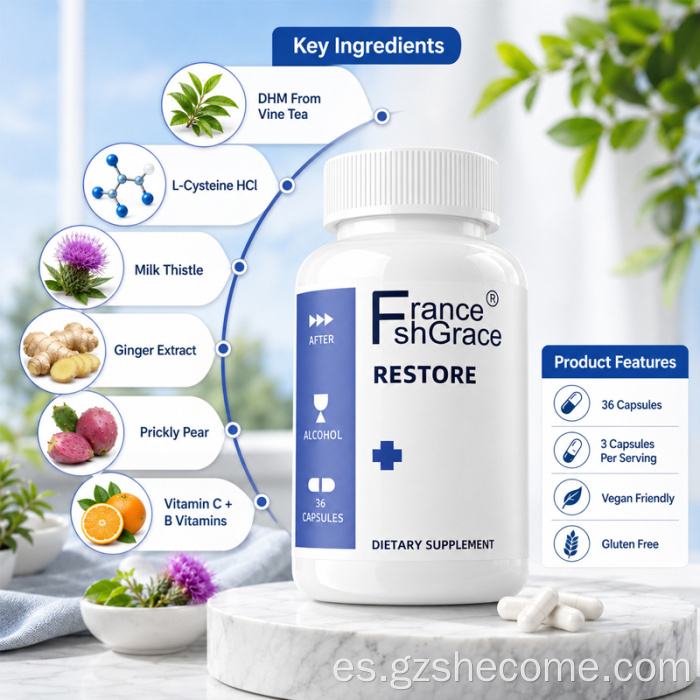 Las cápsulas de suplementos dietéticos Shecome apoyan la salud del hígado